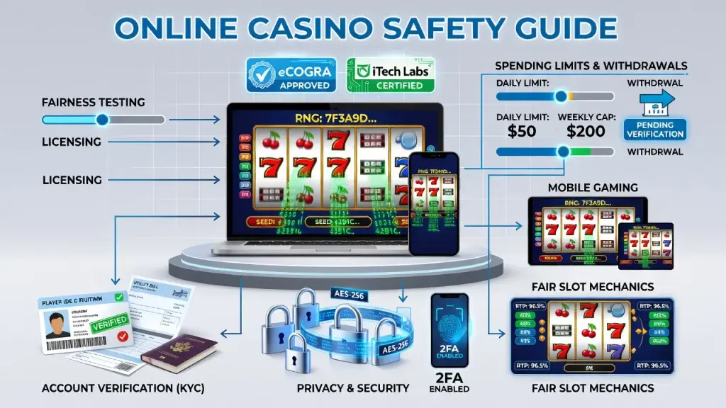 Online Casino Safety Guide: Fairness Testing, Licensing, Slot Mechanics, Mobile Gaming, Account Verification, Privacy, Spending Limits and Withdrawals